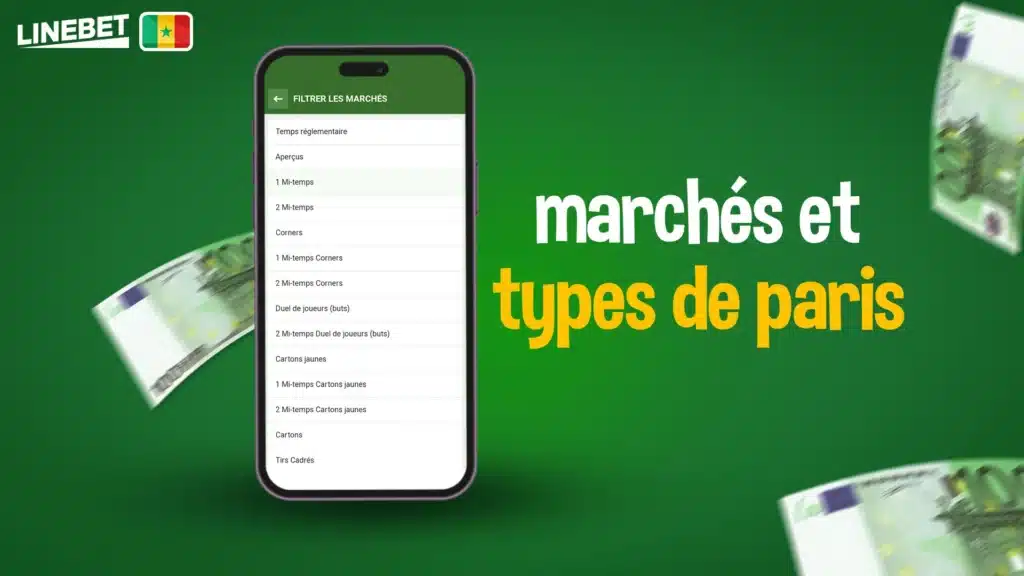 Application de paris Linebet TOTO : marchés et types de paris