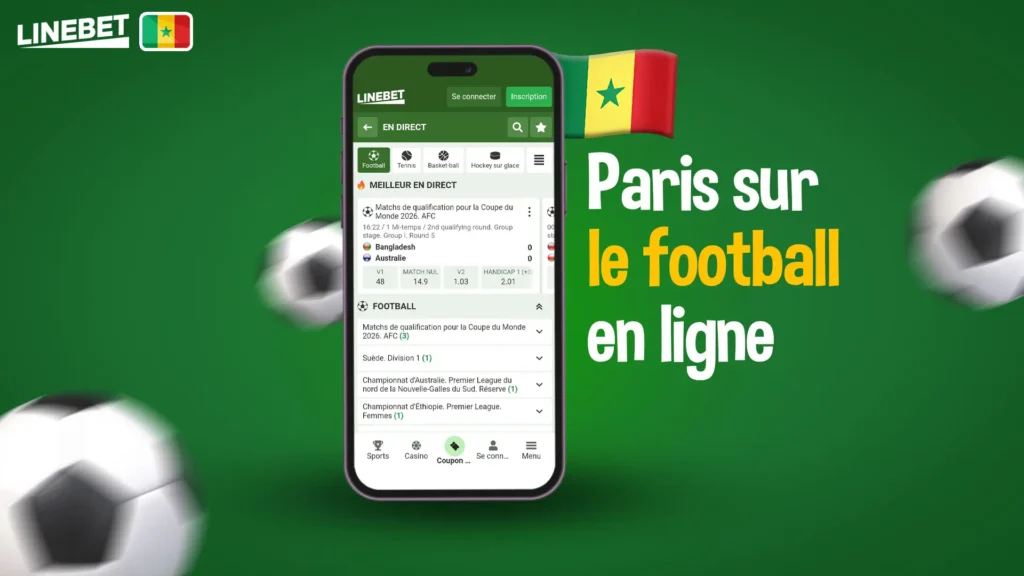 Paris sur le football via l'application Linebet