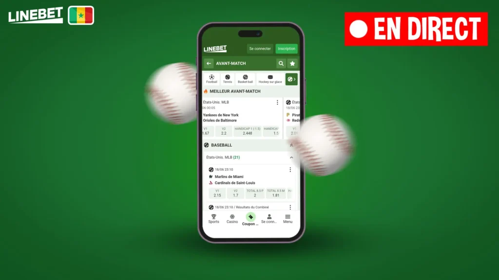 Paris en direct sur le baseball sur Linebet