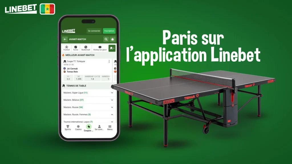 Paris sur le tennis de table sur l'application Linebet