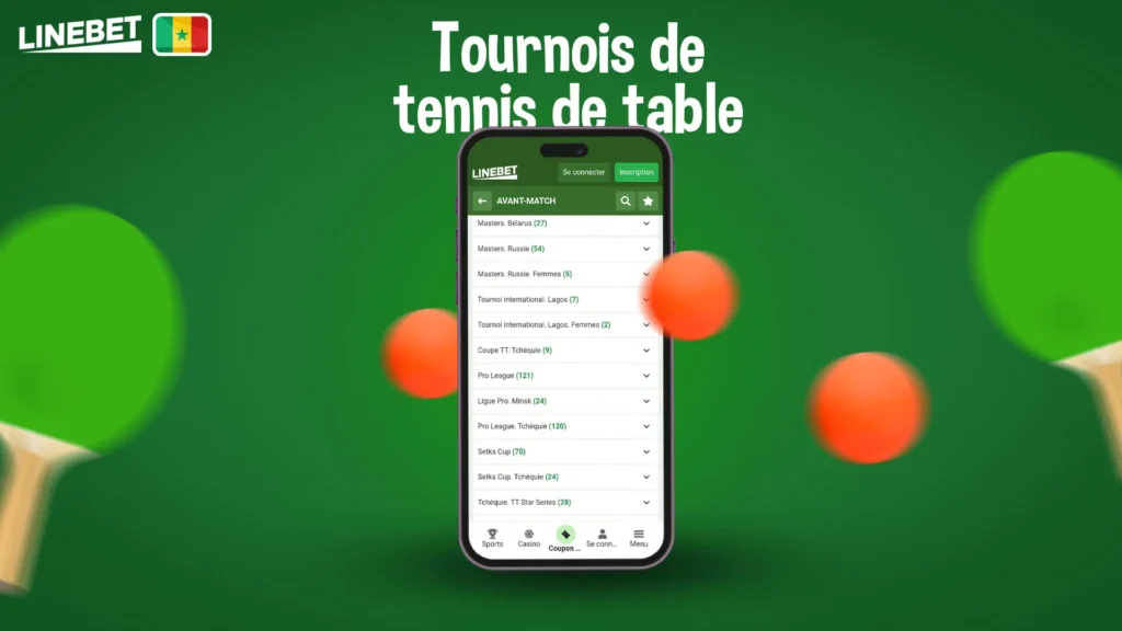 Tournois de tennis de table Linebet pour les paris en ligne