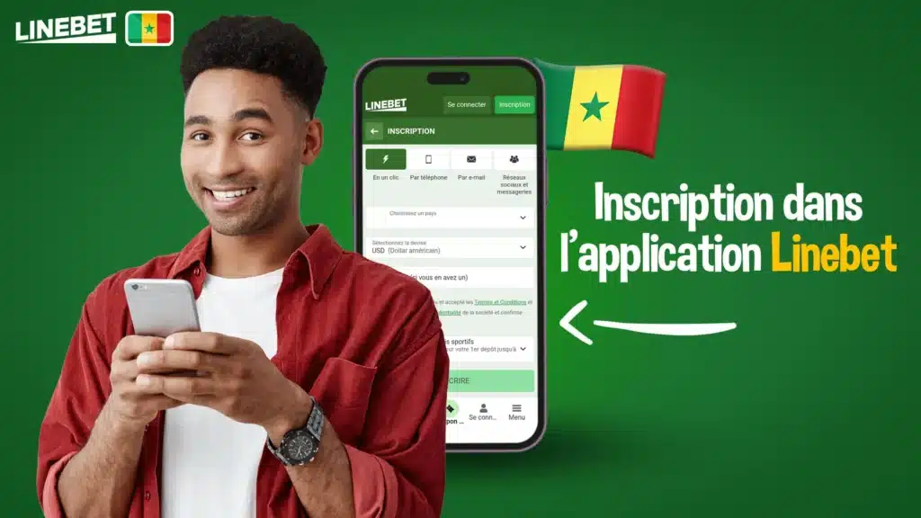 Inscription dans l'application Linebet