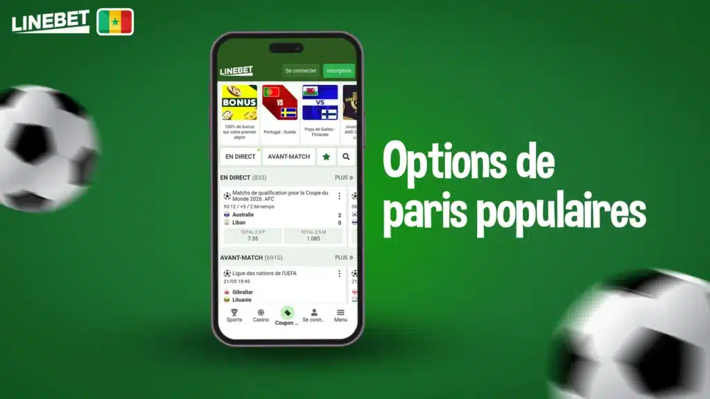 Options de paris populaires sur Linebet Sénégal